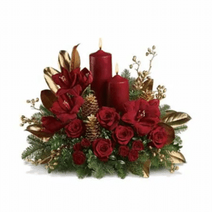 christmas centerpiece with candles